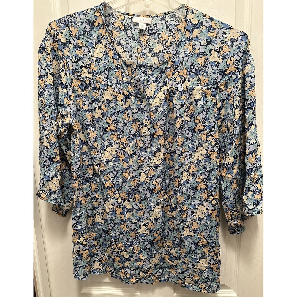 J. Jill Blue Floral Blouse